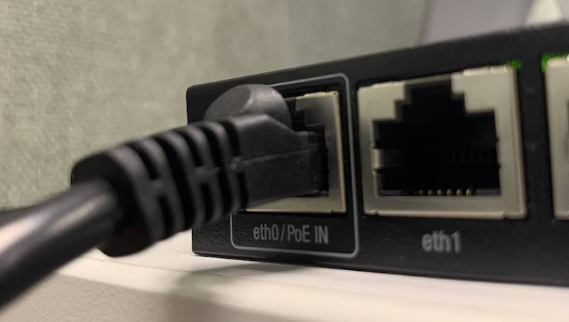 ERX wiring - close-up shot of the 'eth0' interface.