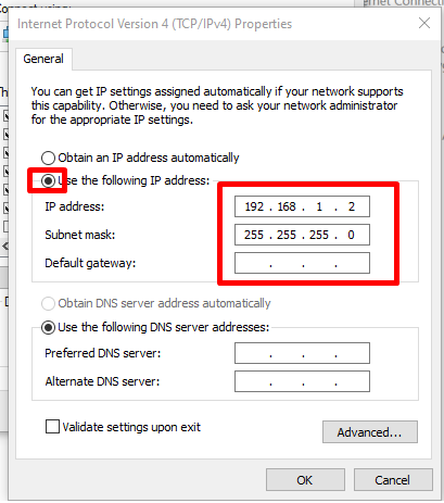 Setting a static IP address on Windows - Step 4